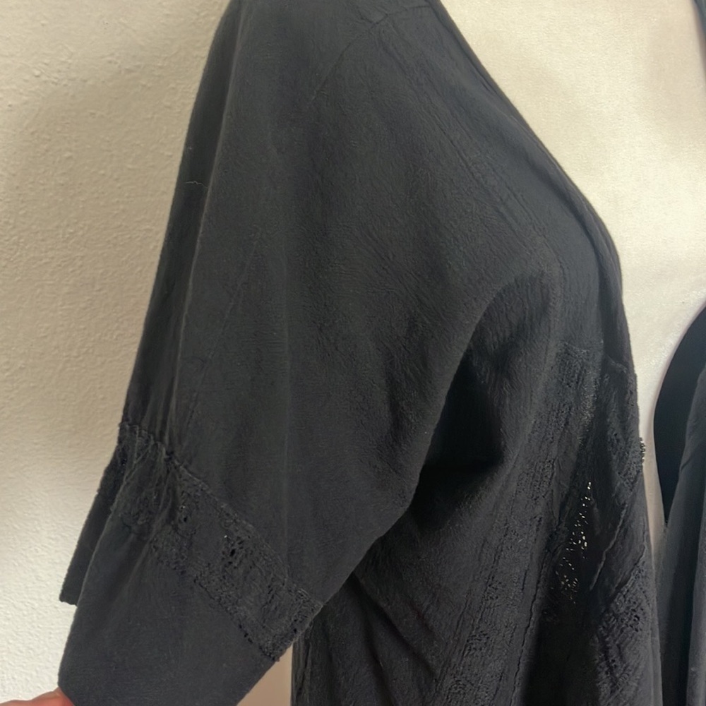 Dunes Relaxed Fashion 100% Cotton Black Open Cardigan Swimsuit Cover Up Large - Picture 12 of 12